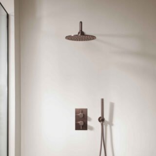 JTP Vos Round Fixed Shower Head 250mm Diameter Brushed Bronze - Image 3