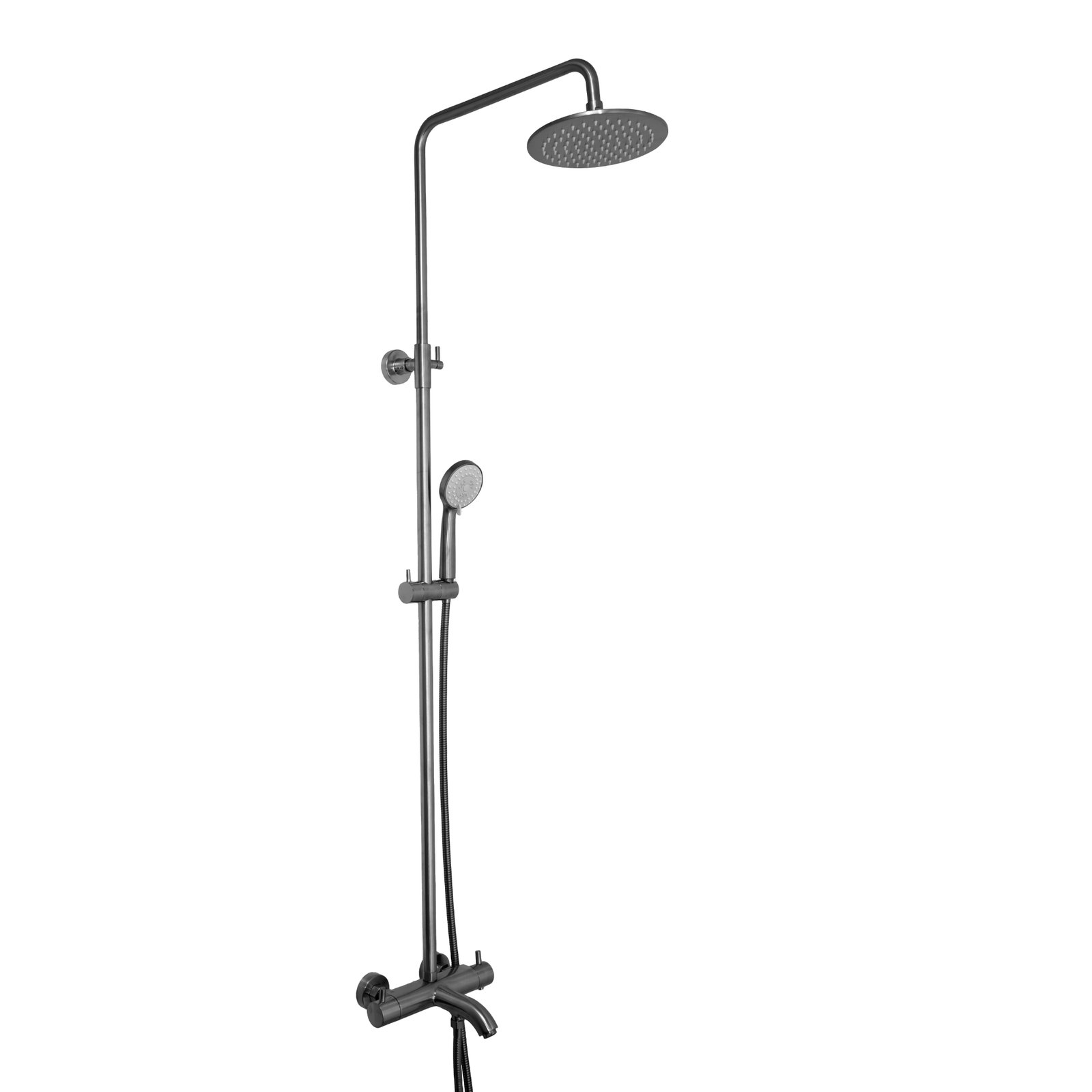 JTP Vos 3 Outlets Thermostatic Bar Valve With Adjustable Riser And Multifunction Shower Handle – Various Colour - Brushed Black