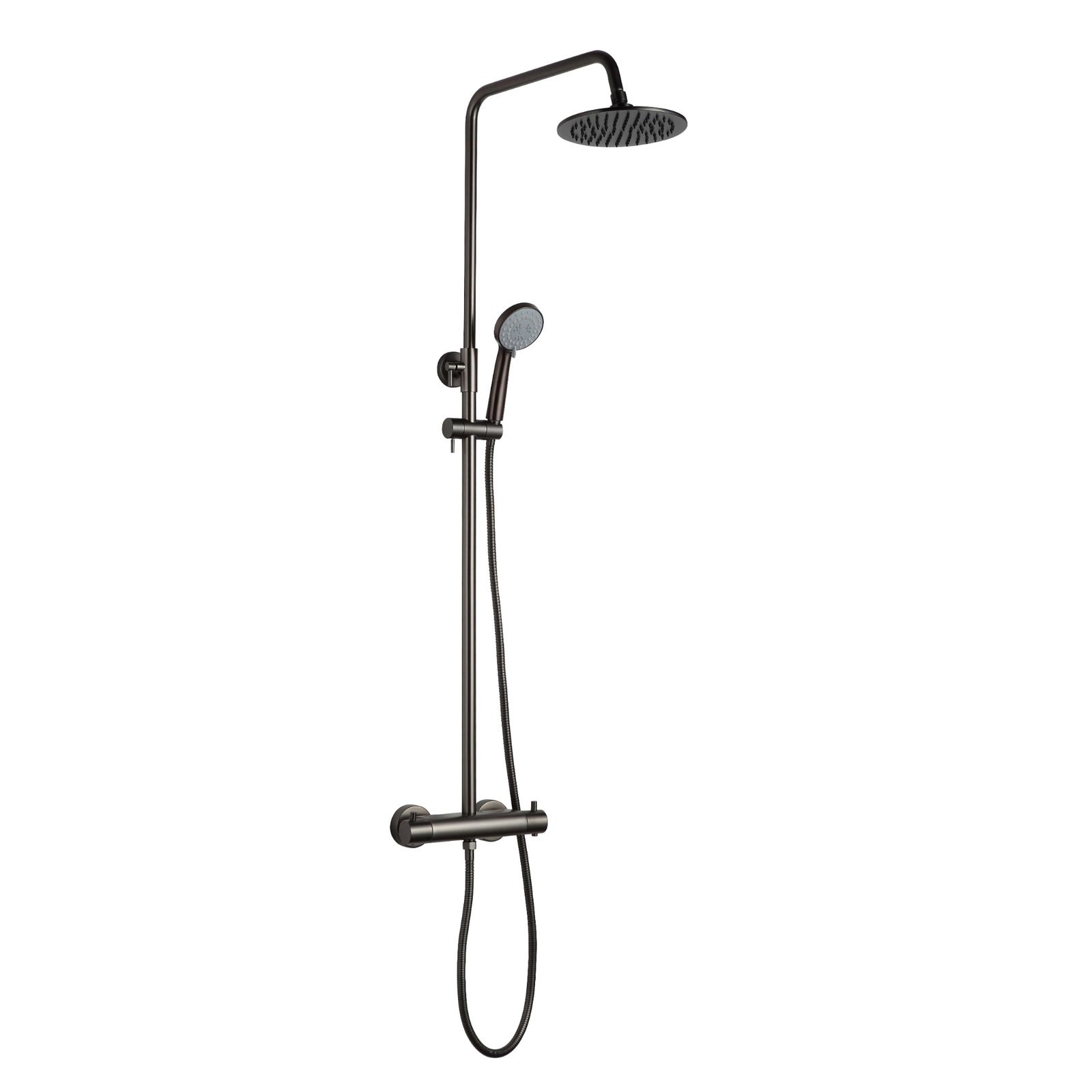 JTP Vos 2 Outlets Thermostatic Bar Valve With Adjustable Riser And Multifunction Shower Handle – Various Colour - Brushed Black