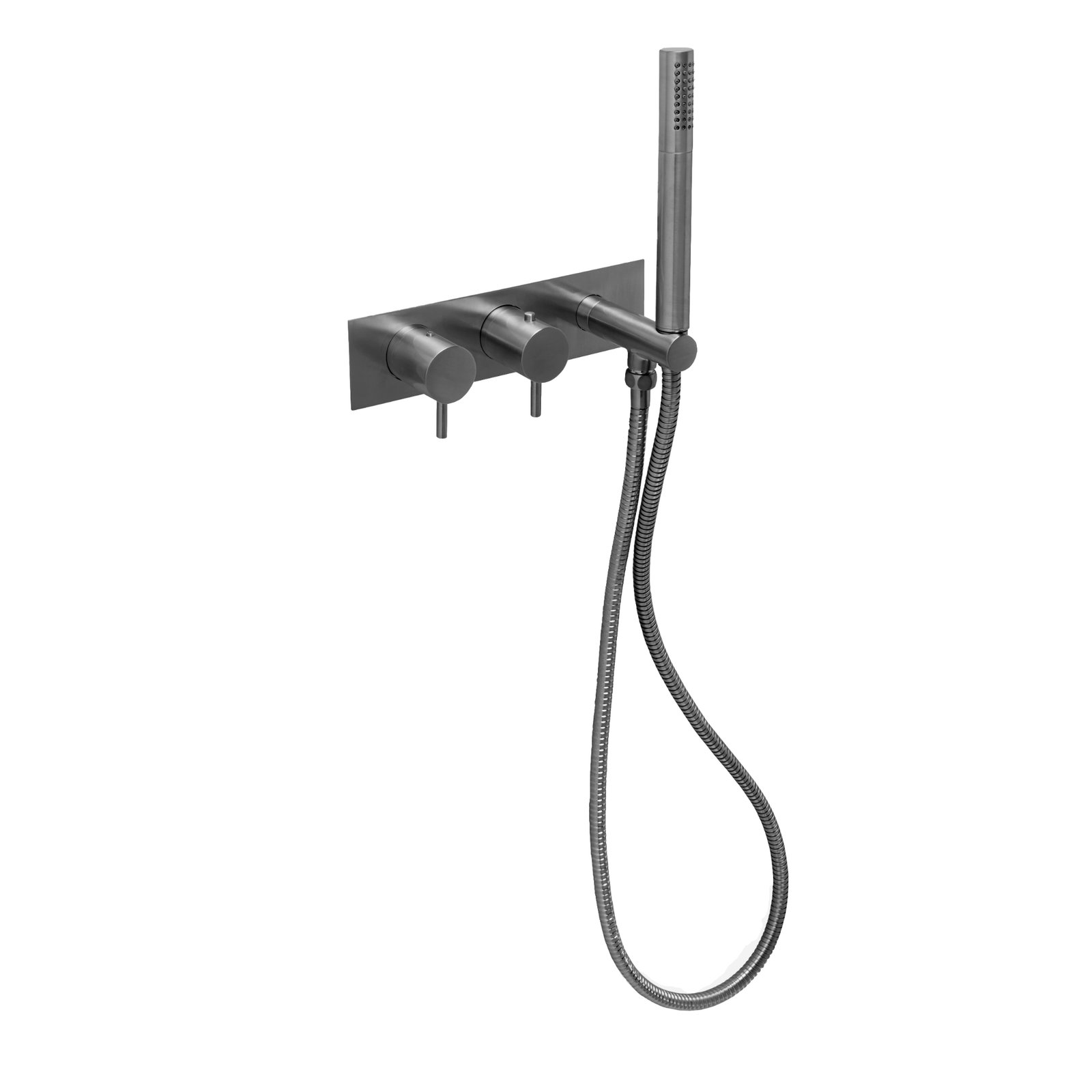JTP Vos 2 Outlets Thermostatic Concealed Shower Valve With Attached Handset – Various Colour - Brushed Black