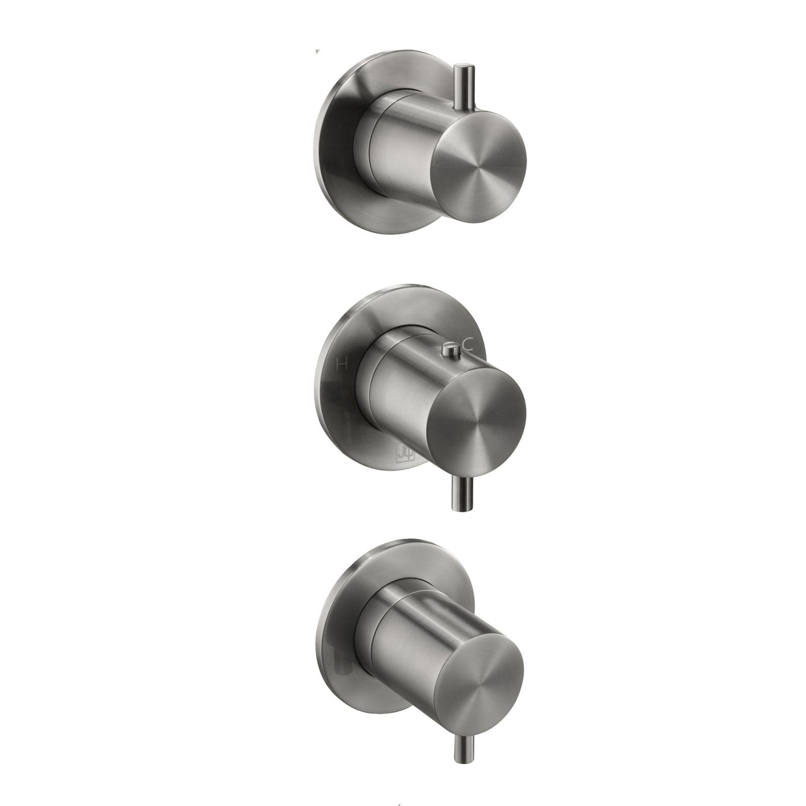 JTP Vos Modular 2 Outlet 3 Handle Thermostatic Concealed Shower Valve – Various Colour - Brushed Black