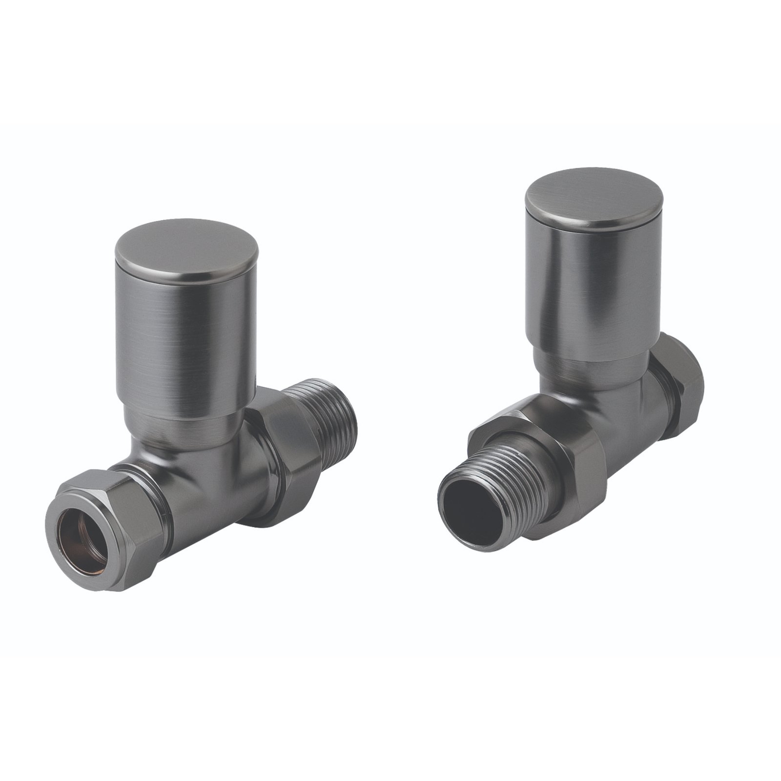 JTP Manual Straight Radiator Valves Pair – Various Colour - Brushed Black