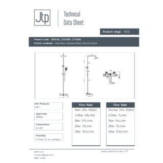 JTP Vos 3 Outlets Thermostatic Bar Valve With Adjustable Riser And Multifunction Shower Handle - Various Colour - Image 2