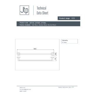 JTP Vos Towel Bar - 600mm Long - Various Colour - Image 2