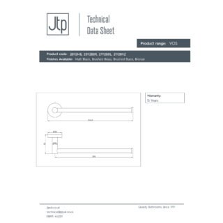 JTP Vos Towel Bar - 300mm Long - Various Colour - Image 2