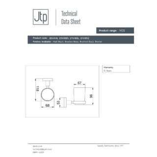 JTP Vos Single Tumbler Holder - Various Colour - Image 2