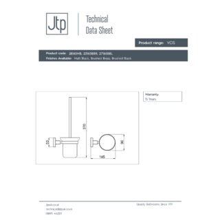 JTP Vos Toilet Brush And Holder - Various Colour - Image 2