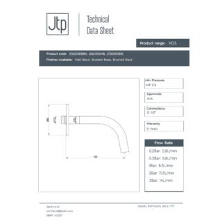 JTP Vos Slim Basin Spout - 150mm Long - Various Colour - Image 2