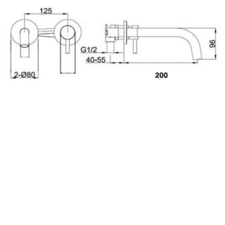 JTP Vos 2 Hole Wall Mounted Basin Mixer Tap - 200mm Spout Reach - Various Colour - Image 2