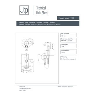 JTP Vos Single Lever Douche Kit - Various Colour - Image 2