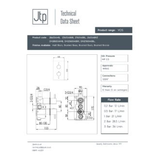 JTP Vos 1 Outlet Thermostatic Concealed Shower Valve - Various Colour - Image 2