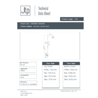 JTP Vos 2 Outlets Thermostatic Bar Valve With Adjustable Riser And Shower Kit Cool Touch - Various Colour - Image 2
