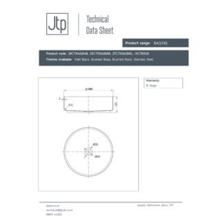 JTP Vos Round Countertop Basin - 360mm X 360mm - Various Colour - Image 2