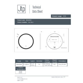 JTP Vos Round Illuminated Led Mirror With Light - 600mm Diameter - Various Colour - Image 2