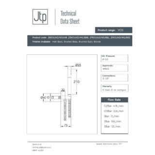 JTP Vos Round Water Outlet With Holder, Hose And Slim Handshower - Various Colour - Image 2