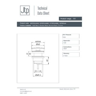 JTP Hix Universal Slotted And Unslotted Basin Waste - Various Colour - Image 2