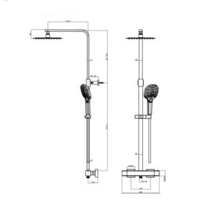 JTP Hix 2 Outlets Thermostatic Bar Valve With Adjustable Riser And Multifunction Shower Handset - Various Colour - Image 2
