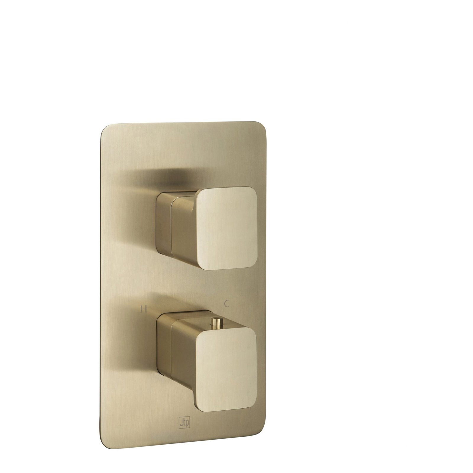JTP Hix 2 Outlet 2 Handle Vertical Thermostatic Concealed Shower Valve – Various Colour - Brushed Brass