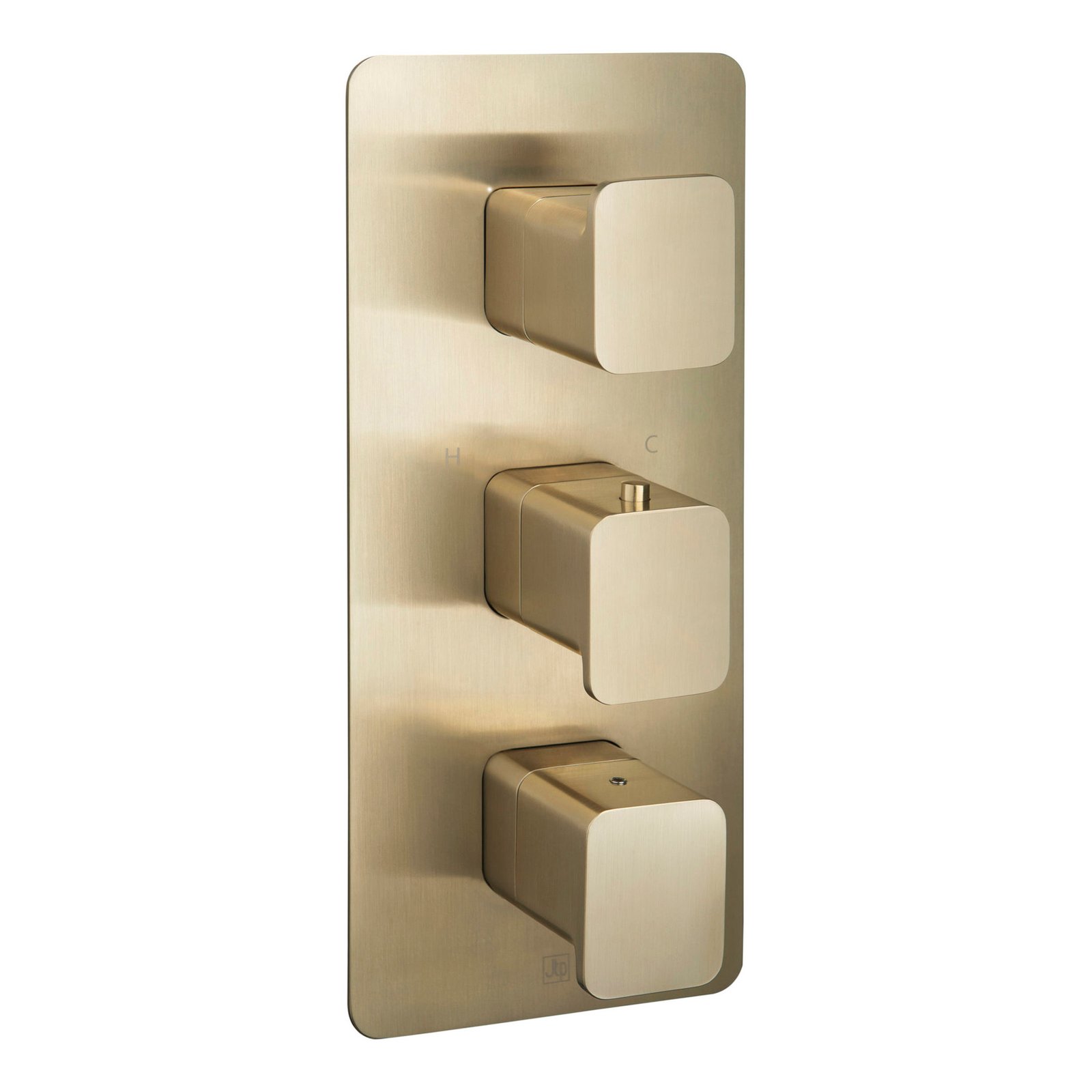 JTP Hix 3 Outlet 3 Handle Vertical Thermostatic Concealed Shower Valve – Various Colour - Brushed Brass