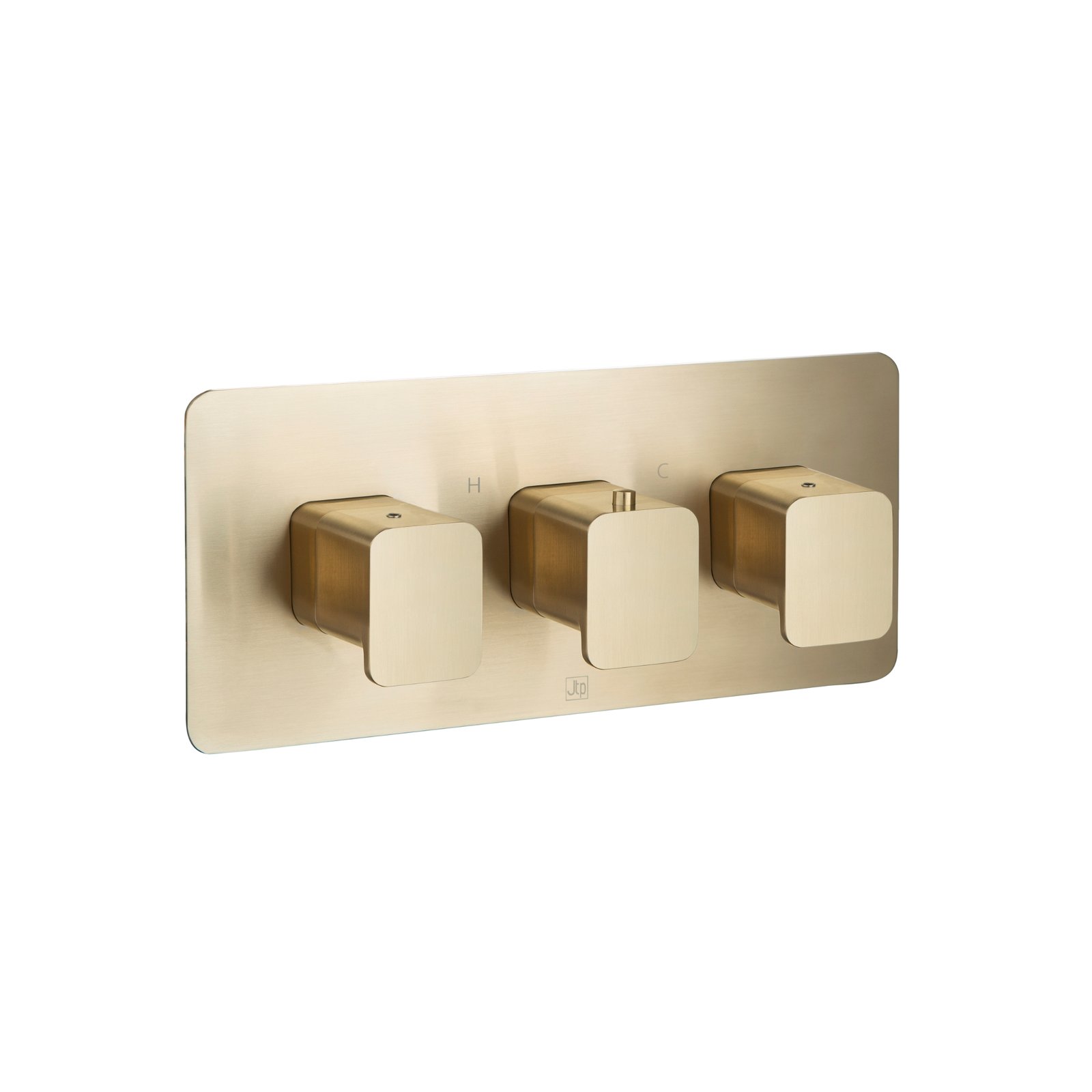 JTP Hix 3 Outlet 3 Handle Horizontal Thermostatic Concealed Shower Valve – Various Colour - Brushed Brass