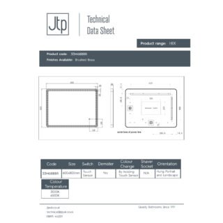 JTP Hix Rectangular Illuminated Led Mirror - 800mm X 600mm - Various Colour - Image 3