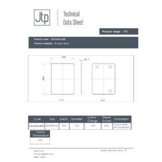 JTP Hix Rectangular Non Illuminated Mirror - 800mm X 600mm - Various Colour - Image 3