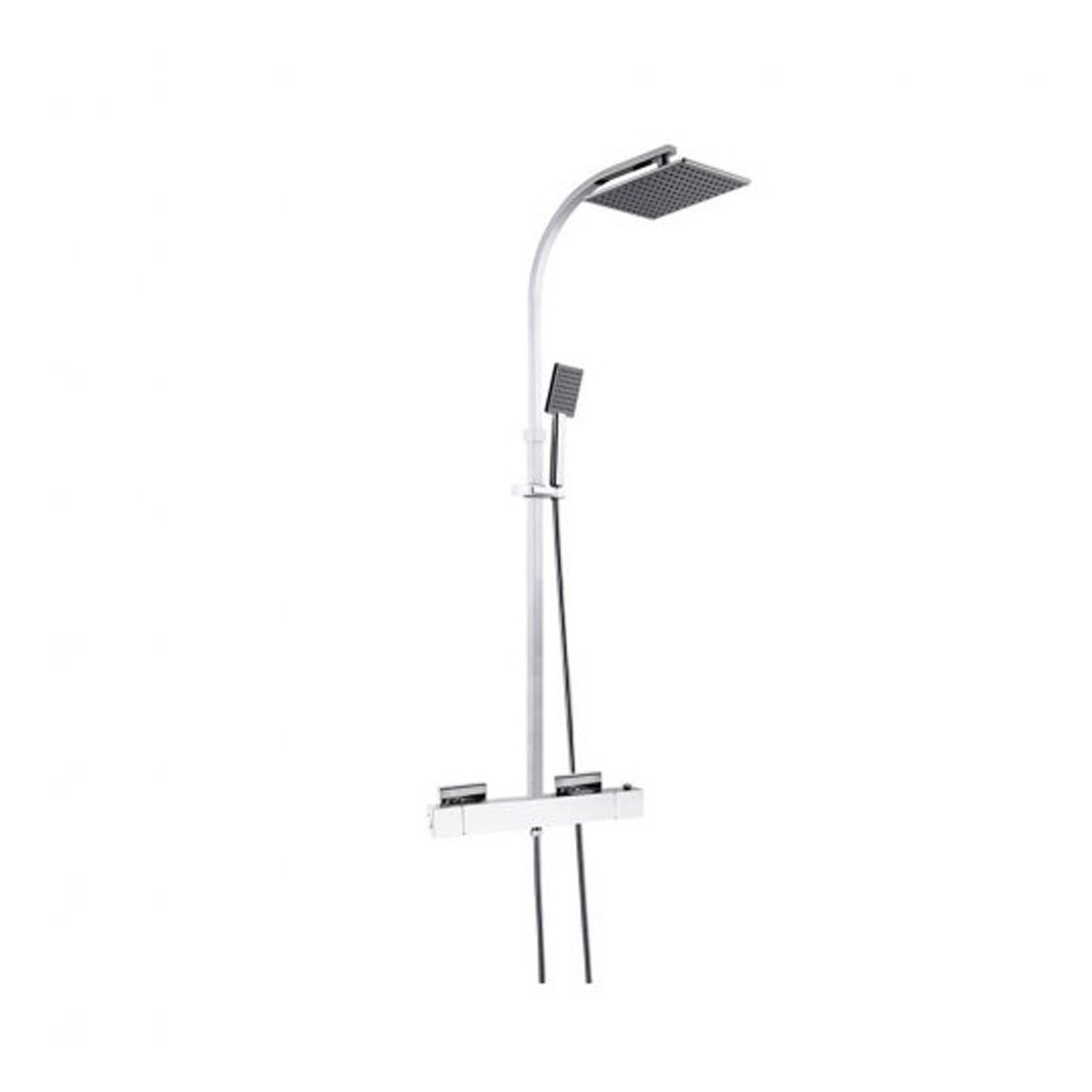 JTP Kubix Thermostatic Shower Mixer & Rigid Riser And Overhead Shower Chrome