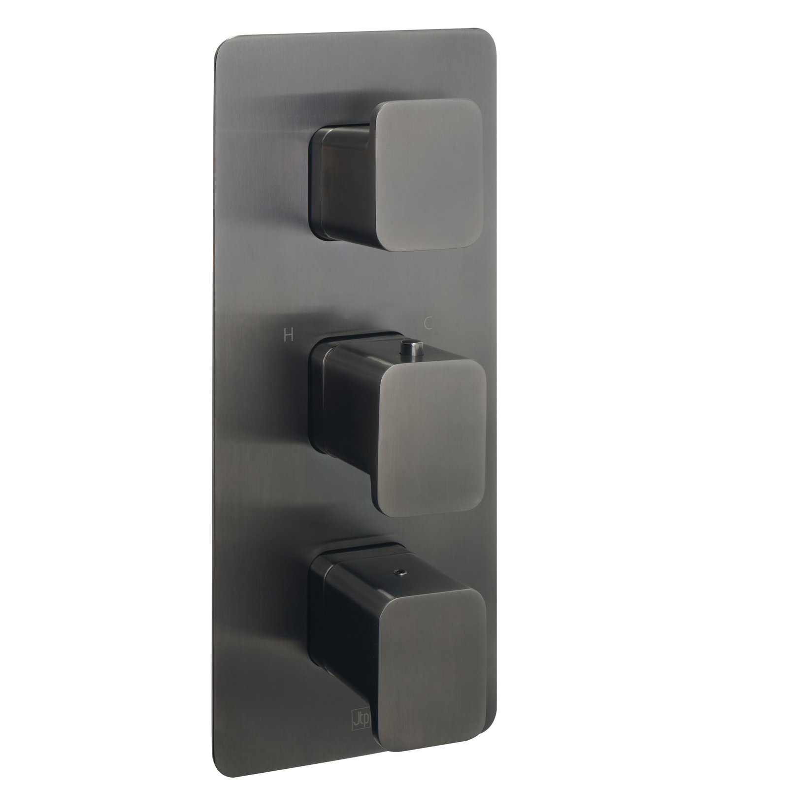 JTP Hix 2 Outlet 3 Handle Vertical Thermostatic Concealed Shower Valve – Various Colour - Brushed Black