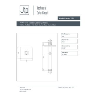 JTP Hix Ceiling Mounted Shower Arm - 150mm Long - Various Colour - Image 2
