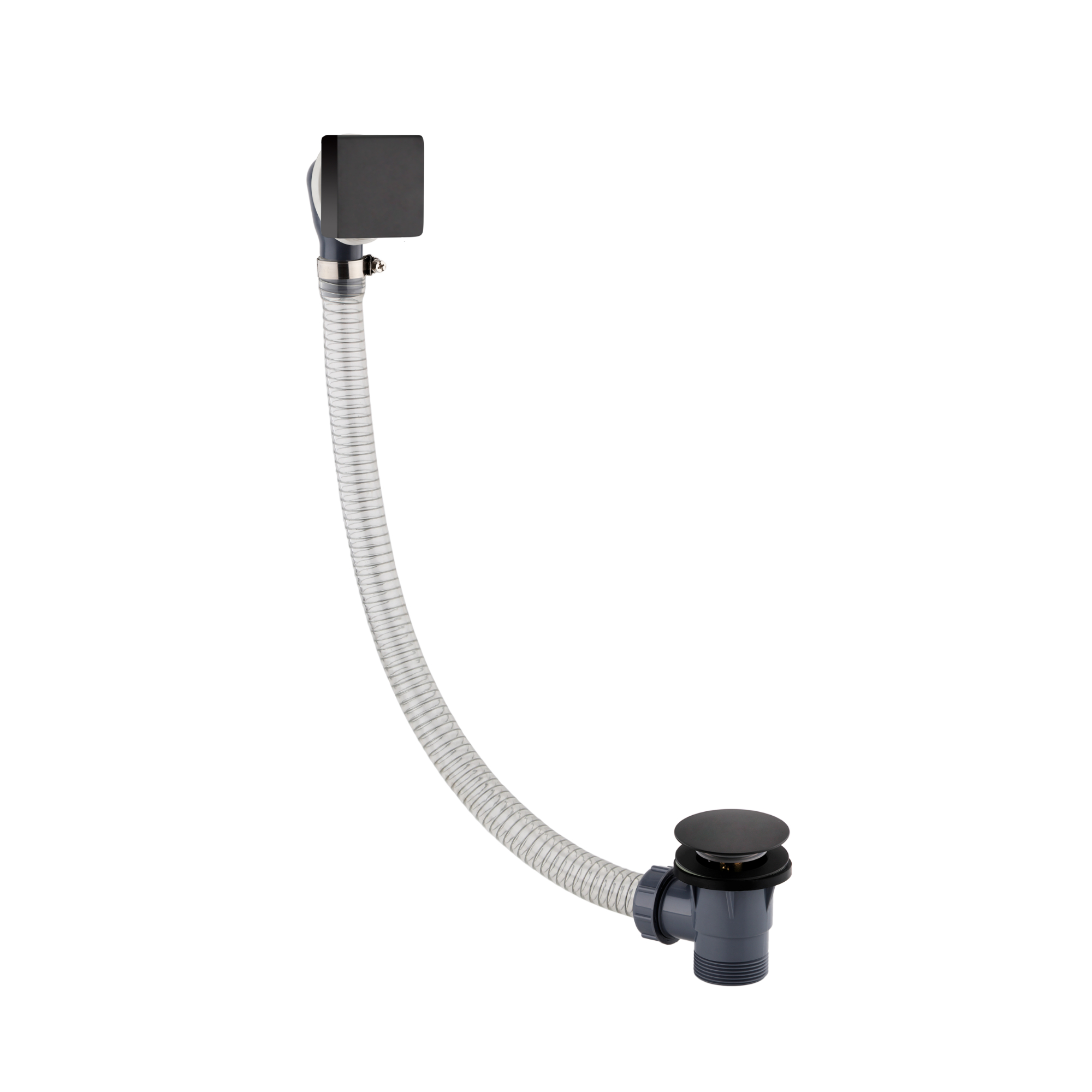 JTP Hix Click Clack Bath Waste With Overflow Filler – Various Colour - Matt Black
