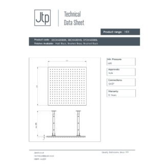 JTP Hix Square Ceiling Mounted Shower Head - Various Colour - Image 2