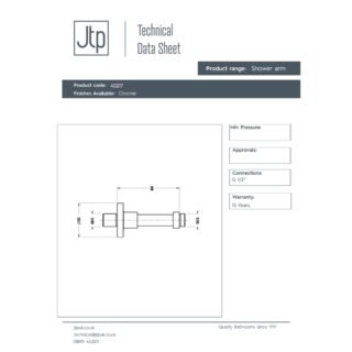 JTP Florence Ceiling Mounted Shower Arm - Chrome - Various Length - Image 2