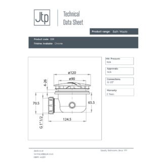 JTP Inox Shower Waste Chrome - Image 2