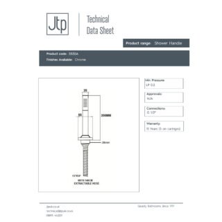 JTP Florentine Extractable Single Function Shower Handset Chrome - Image 2