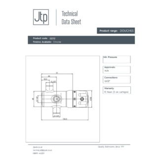 JTP Wall Mounted Thermostatic Douche Valve For Douche Kit Chrome - Image 2