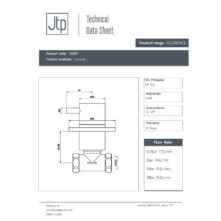 JTP Florence Concealed Stop Valve & Wall Flanges Chrome - Image 2