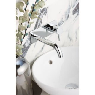 JTP Florence Wall Mounted Basin Mixer Tap & Back Plate Chrome - Image 2