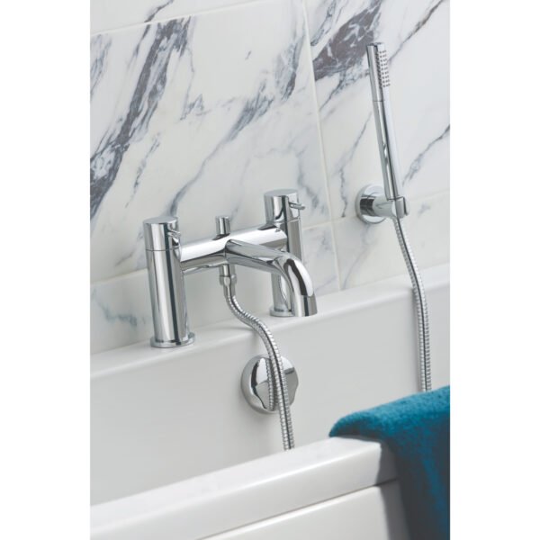 JTP Florence Pillar Mounted Bath Shower Mixer Tap & Kit Chrome - Image 3