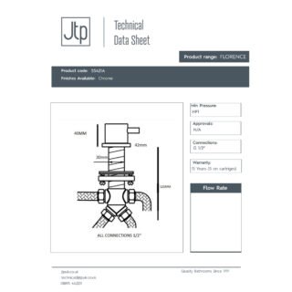 JTP Florence 2 Outlet Deck Mounted Diverter Chrome - Image 2