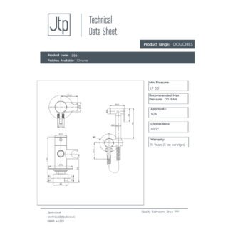 JTP Douche Set Single Lever Temperature Control Chrome - Image 2