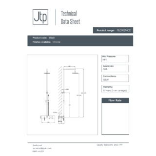 JTP Florence 2 Outlet Thermostatic Concealed Shower Mixer & Shower Kit And Fixed Head Chrome - Image 2