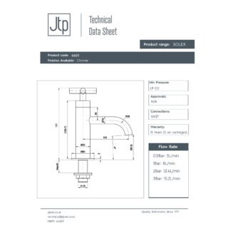 JTP Solex Basin Taps Pair Chrome - Image 2