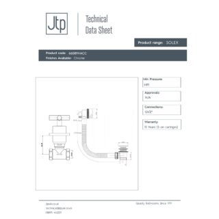 JTP Solex Concealed Valves & Slim Click Clack Exofil Bath Waste Chrome - Image 2