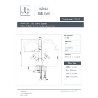 JTP Solex Mono Basin Mixer Tap Swivel Spout Without Waste - Various Colour - Image 2