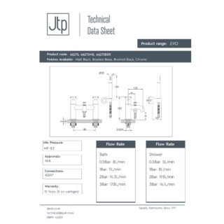 JTP Solex Deck Mounted Bath Shower Mixer Tap With Shower Kit - Various Colour - Image 2
