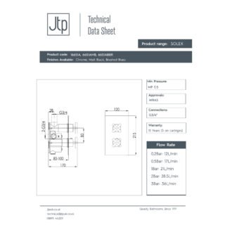 JTP Solex 1 Outlet Thermostatic Concealed Shower Valve - Various Colour - Image 2