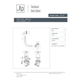 JTP Solex Panel Valves & Slim Click Clack Exofil Bath Waste Chrome - Image 2