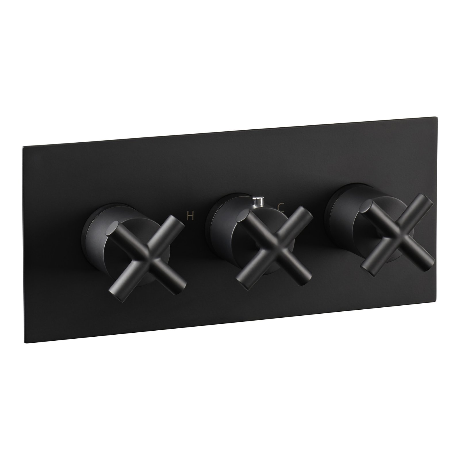 JTP Solex 3 Outlet 3 Handle Horizontal Thermostatic Concealed Shower Valve – Various Colour - Matt Black