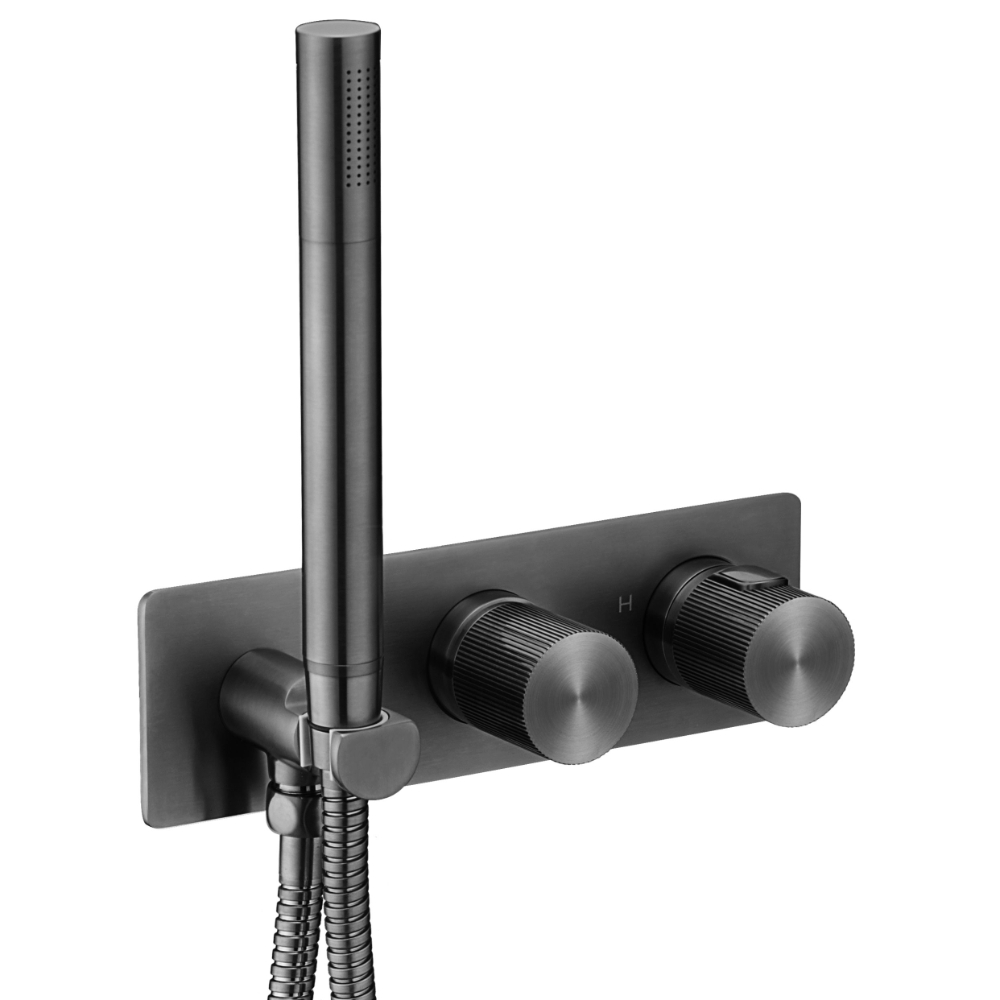 JTP Evo 2 Outlet Thermostatic Concealed Shower Valve With Attached Handset – Various Finish - Brushed Black