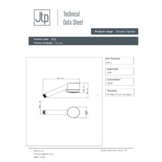 JTP High Pressure Multi Function Shower Handset Chrome - Image 2
